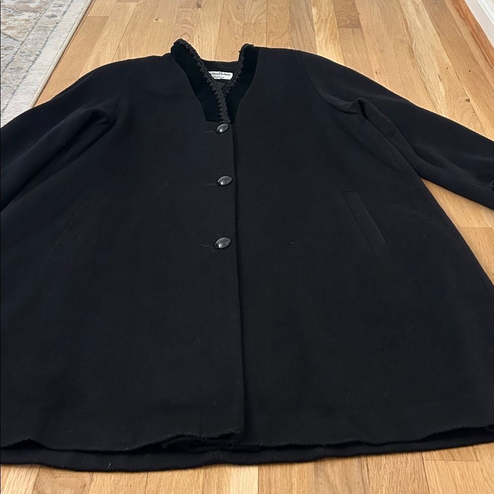 Jonathan Michael Velvet Trim Wool Nylon Black Coat Women’s Size 8 - Picture 9 of 17
